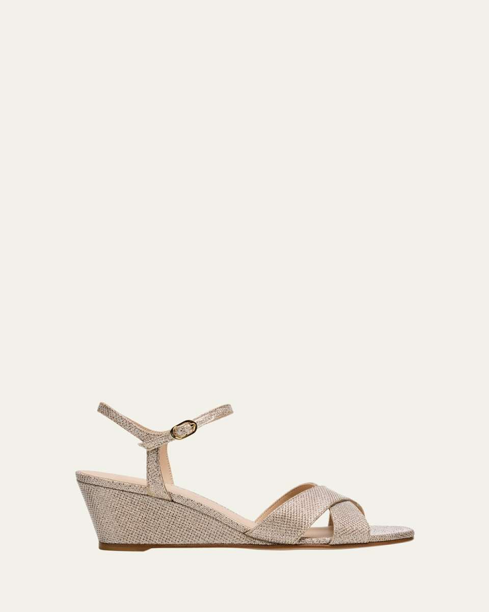 Dayna Metallic Crisscross Wedge Sandals